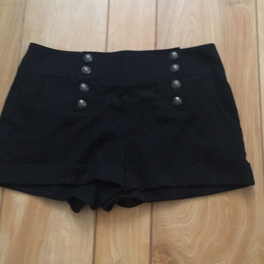 Black button shorts